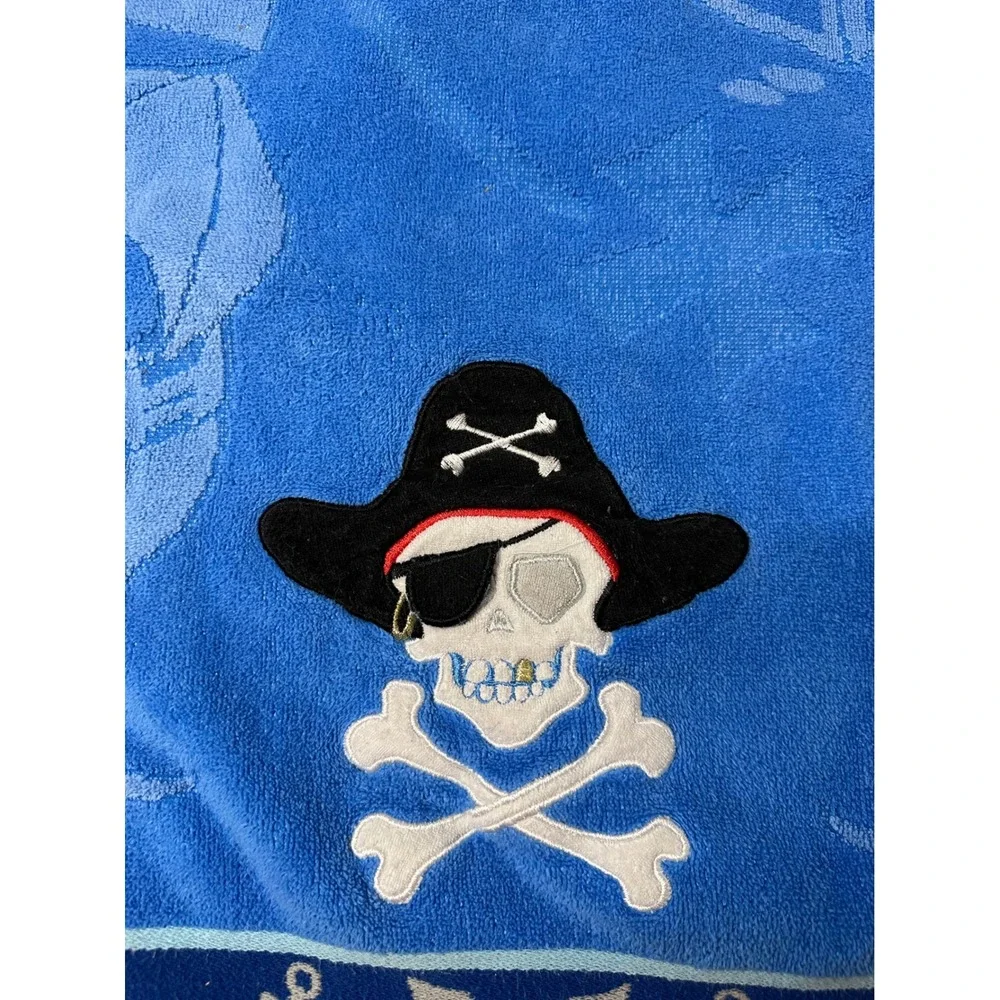 Target Kids Blue Pirate Ship Skull Crossbones Cotton Beach Towel 28x50 2008
